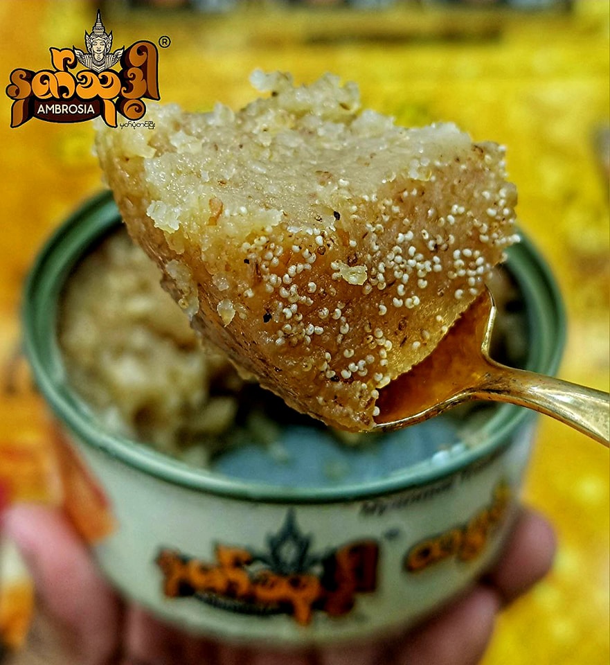 နတ်သုဒ္ဓါ စည်သွပ်ဘူး ဆနွင်းမကင်း (Ambrosia Burmese Semolina Cake)
