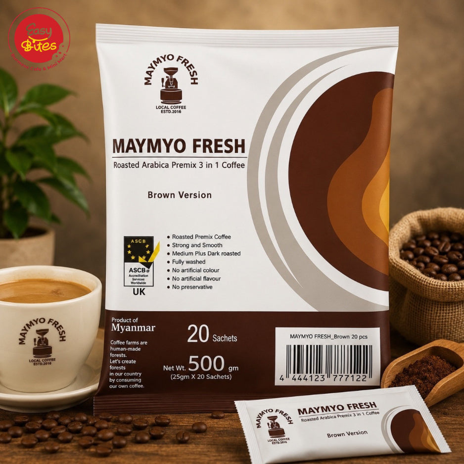 Maymyo Fresh Brown Version Arabica Premix 3 in 1 Coffee 500g (20 Sachets)