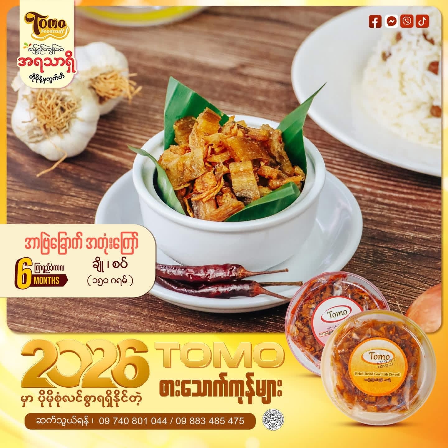 TOMO အာဗြဲ အတုံး အစပ် (TOMO Fried Dried Gar Fish - Spicy)