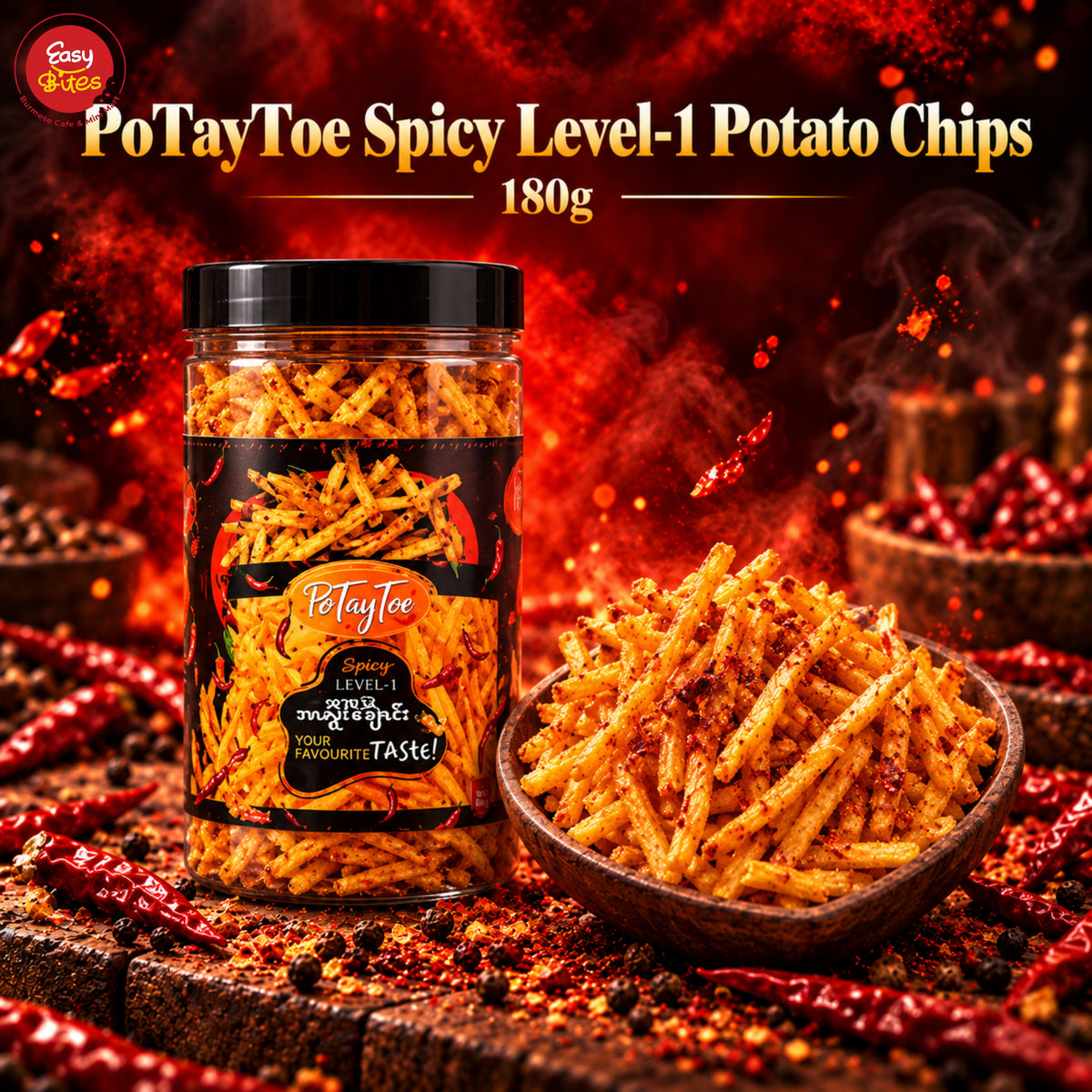 PoTayToe Spicy Level-1 Potato Chips 180g