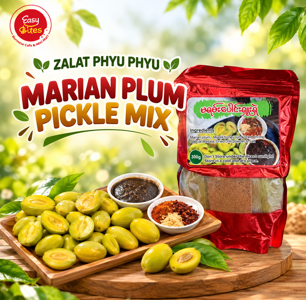 ဇလပ်ဖြူဖြူ မရမ်းပေါင်းရှူးရှဲ Bag (Green) (Zalat Phyu Phyu Spicy Hot Marian Plum - Green)