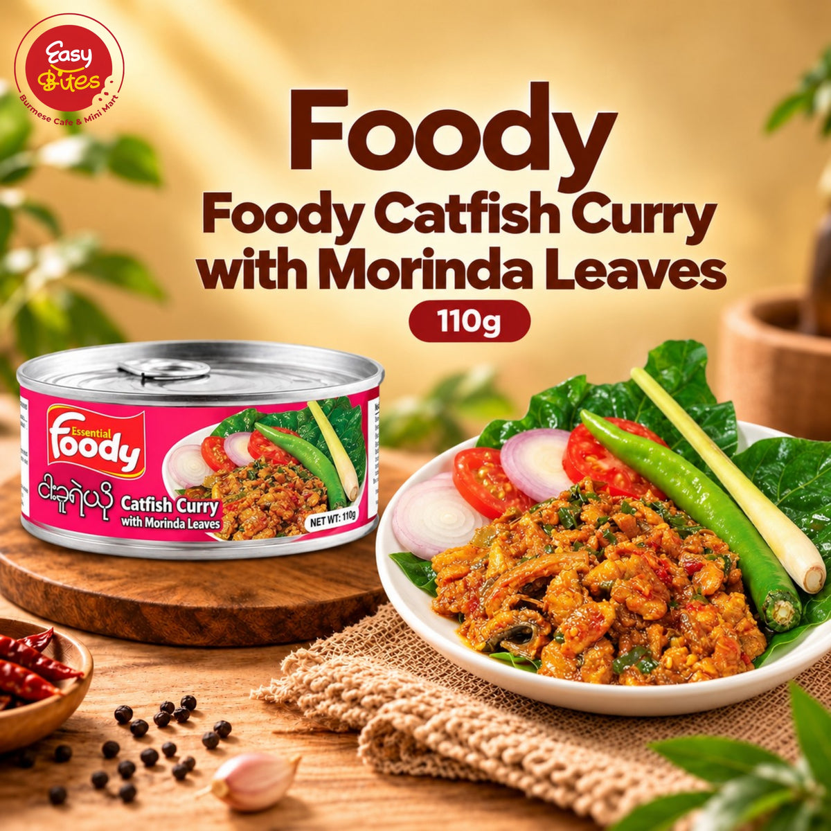 Foody Catfish Curry with Morinda Leaves 110g | Foody ငါးခူရဲယိုဟင်း 110g