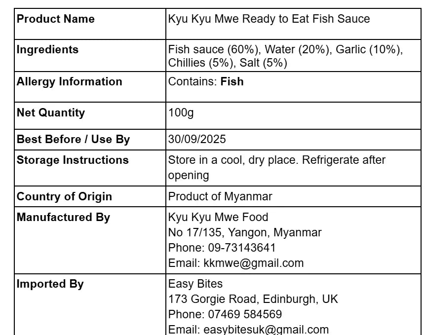 ကြူကြူမွှေး ငါးပိရည်ကျိူ 100g (Kyu Kyu Mwe Ready to Eat Fish Sauce) - Easy Bites