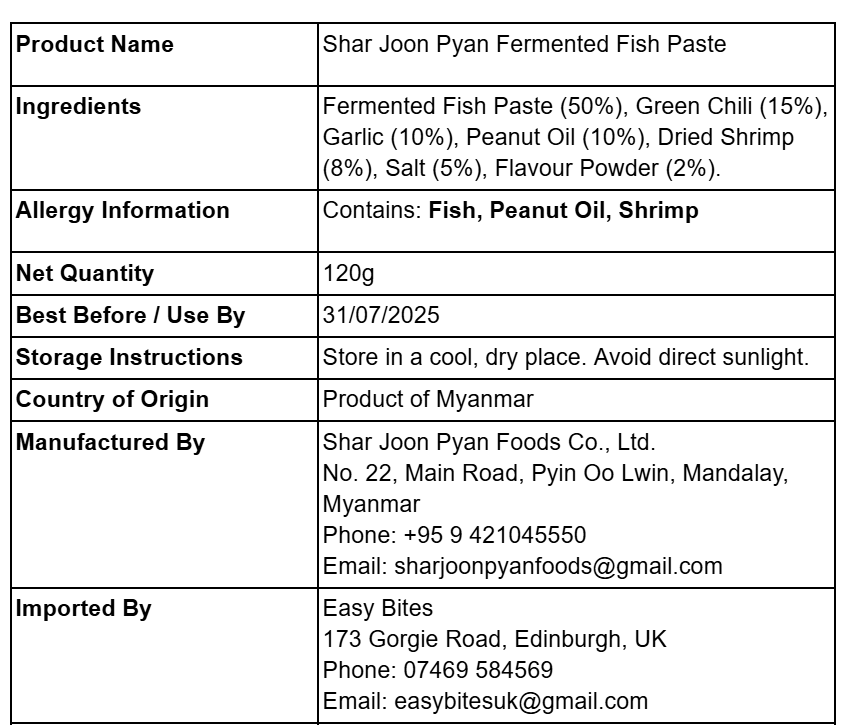 လျာဂျွမ်းပြန် ငပိထောင်း (Shar Joon Pyan Fermented Fish Paste)
