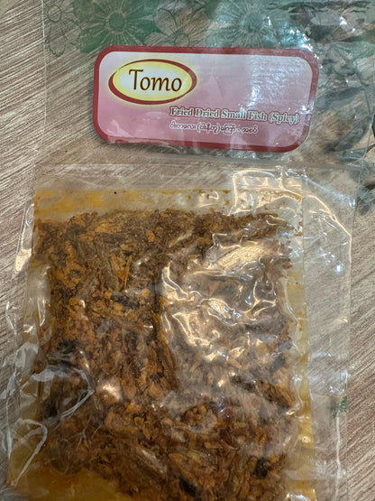 TOMO ငါးနီတူအစပ် 80g (Tomo Fried Dried Small Fish Box - Spicy)