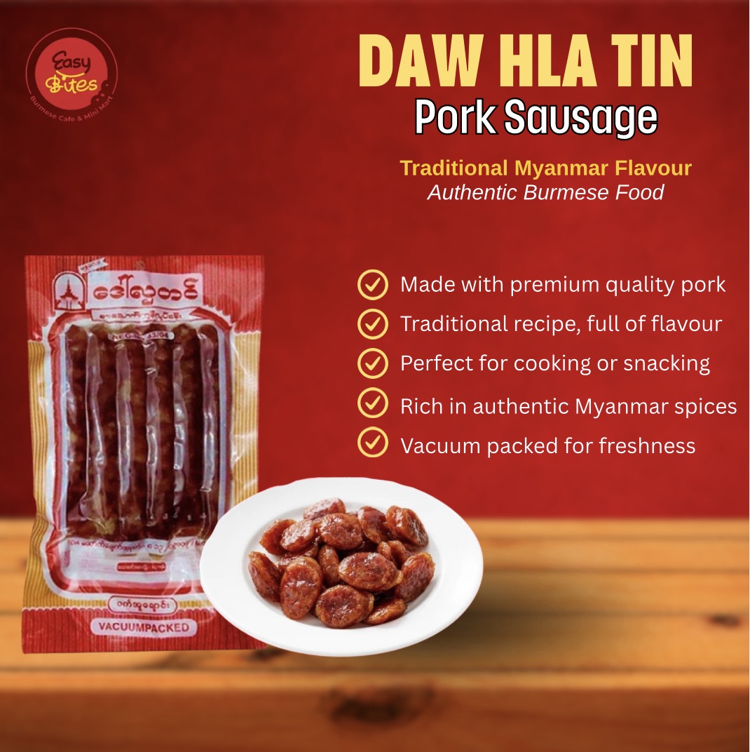 Daw Hla Tin Pork Sausage 160g | ဒေါ်လှတင် ဝက်အူချောင်း | Authentic Myanmar Sausage UK