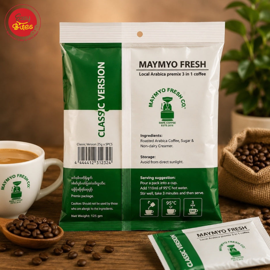 Maymyo Fresh Roasted Arabica Premix 3 in 1 Coffee Classic Version 500g (20 Sachets)