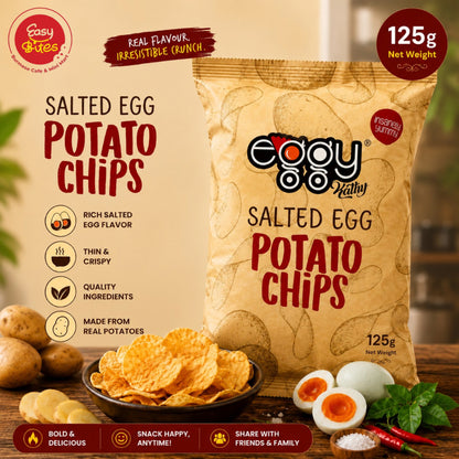 Eggy Kathy Salted Egg Potato Chips 125g | ဘဲဥငန်အာလူးကြော် 125g