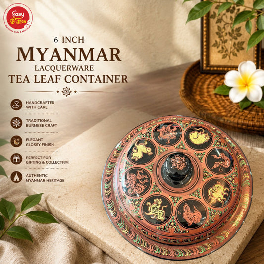 Myanmar Lacquerware Laphet Box 6 Inch | ၆" ယွန်းစစ်လက်ဖက်အစ်