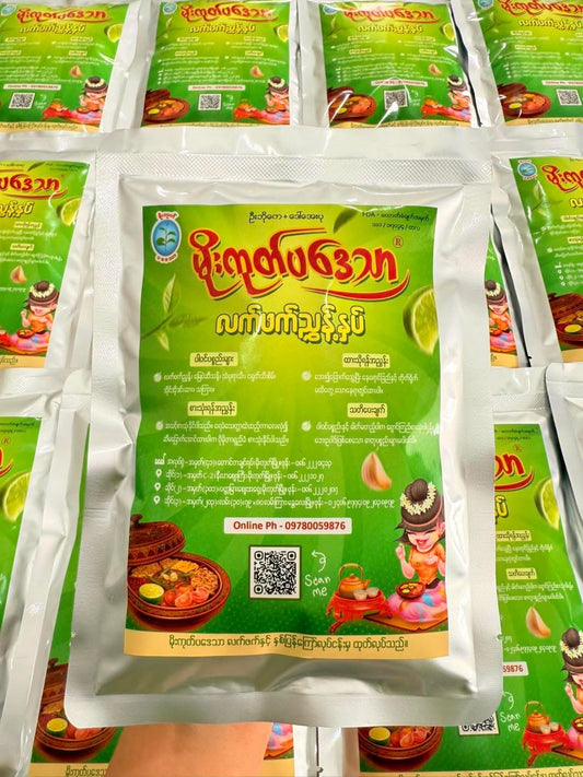 မိုးကုတ်ပဒေသာ လက်ဖက်အညွန့်နှပ် ခဲအိတ် 400g