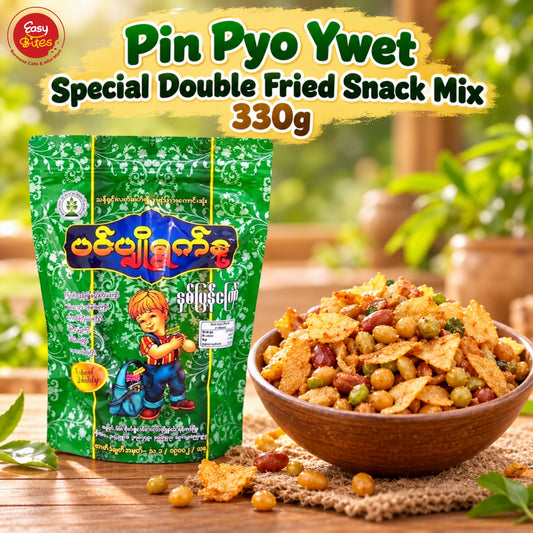 Pin Pyo Ywet Special Double Fried Snack Mix 330g | ပင်ပျိုရွက်နု | Myanmar Snacks UK