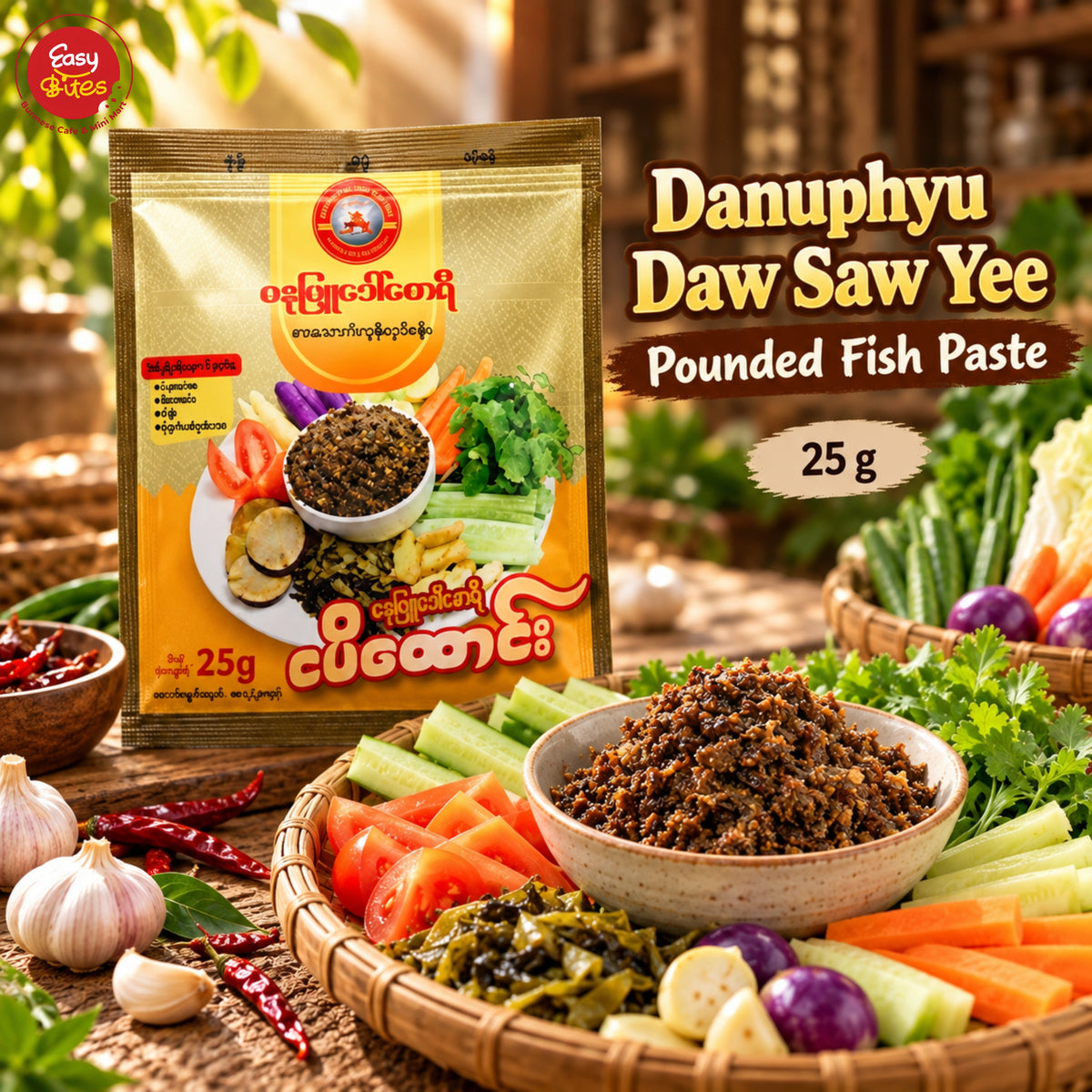 ဓနုဖြူဒေါ်စောရီ ငပိထောင်း (Danuphyu Daw Saw Yee Pounded Fish Paste)
