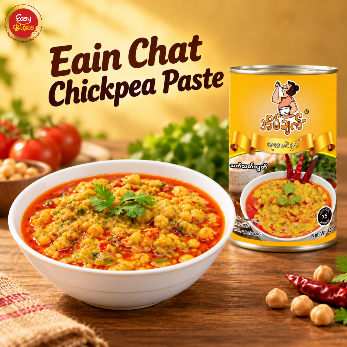 အိမ်ချက် ကုလားပဲနှပ် (ဗူး) | Eain Chat Chickpea Paste 400g
