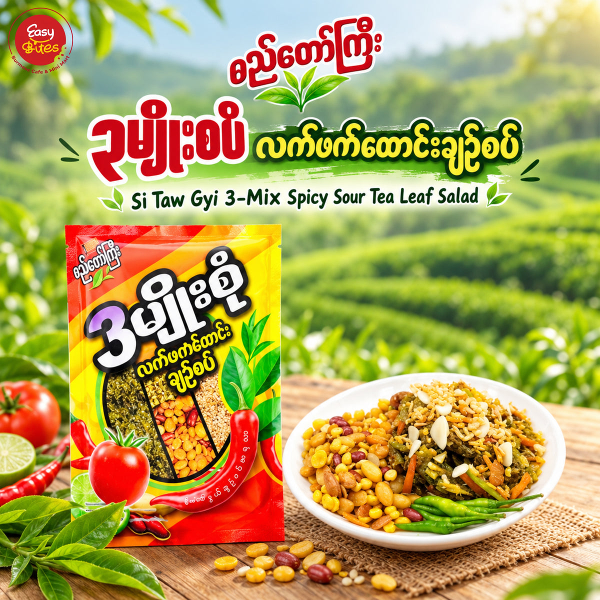 စည်တော်ကြီး ၃မျိုးစပ် လက်ဖက်ထောင်းချဉ်စပ်