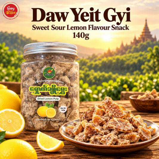 Daw Yeit Gyi Sweet Sour Lemon Flavour Snack 140g | ဒေါ်ရိတ်ကြီး ရှောက်ချိုမွှေး | Authentic Myanmar Snack UK