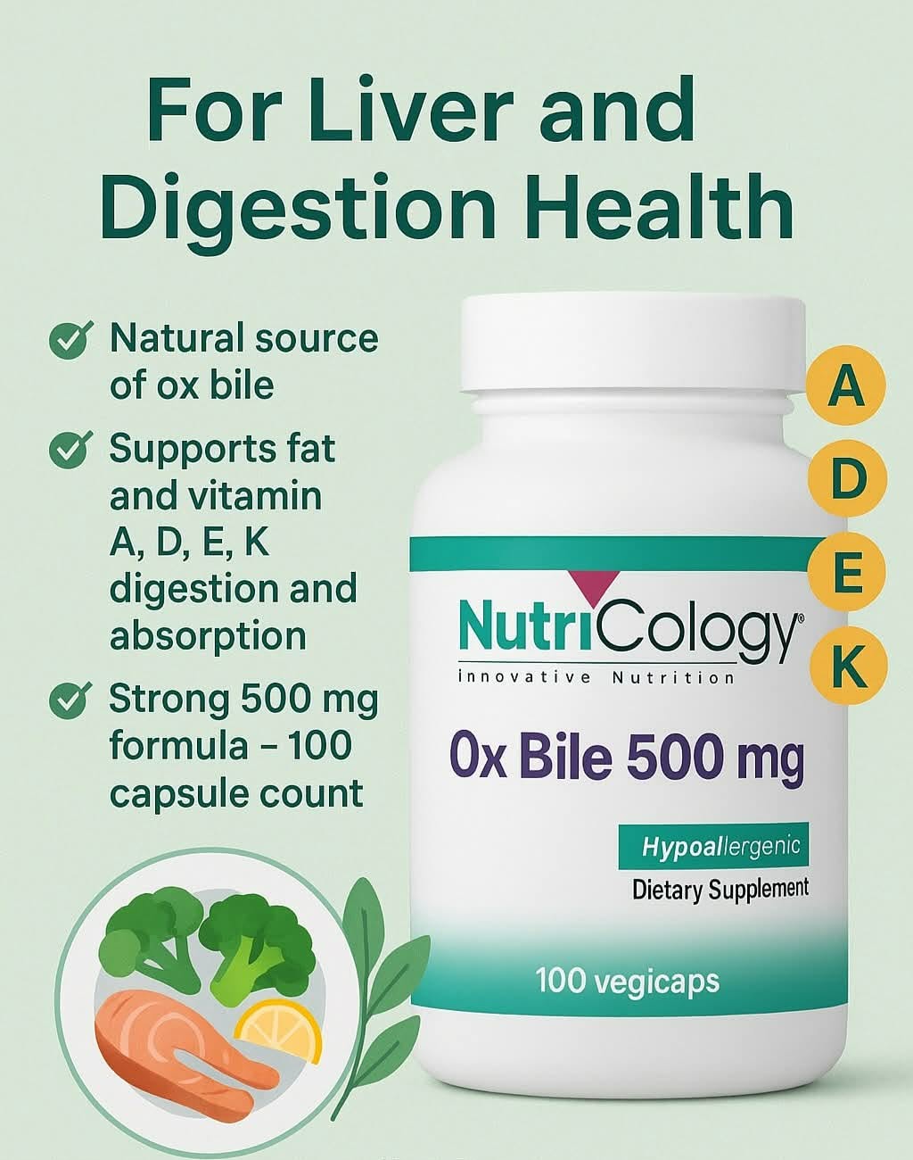 Nutricology Ox Bile 500mg 100 tablets