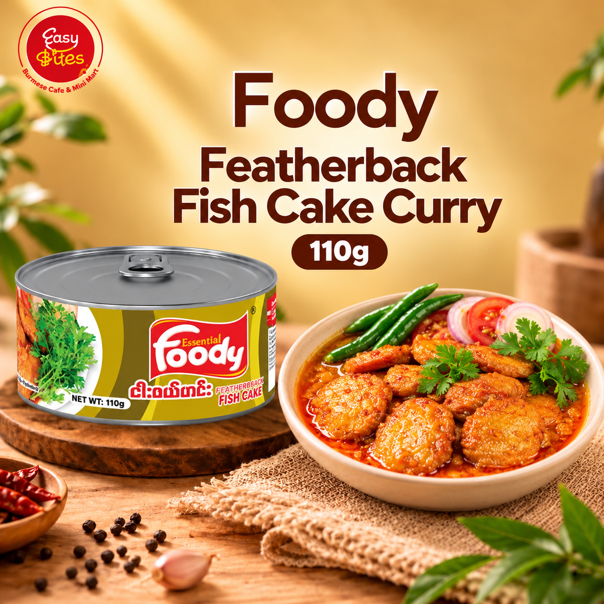 Foody Featherback Fish Cake Curry 110g | Foody ငါးဖယ်ဟင်း 110g