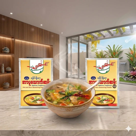 ရှယ်ကောင်းရခိုင်အာပူသောက်ဆမ်း  (Shal Kaung Rakhine Traditional Hot and Sour Seasoning Powder)