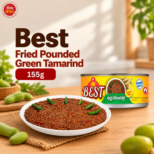 BEST Fried Pounded Green Tamarind 155g | BEST မန်ကျည်းသီးစိမ်းထောင်းကြော် 155g