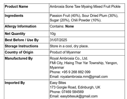 နတ်သုဒ္ဓါ Mini စုံတောမြိုင် 1pc (Ambrosia Sone Taw Myaing Mixed Fruit Pickle)