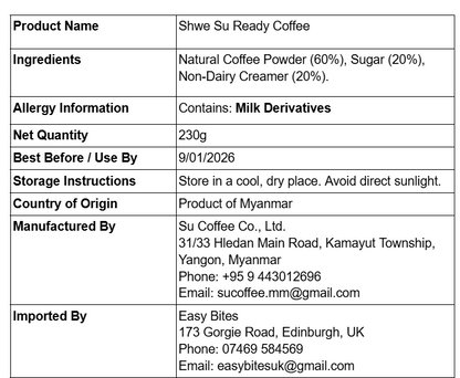 ရွှေဆု အသင့်ဖျော် 23gx10 sachets (Shwe Su Ready Coffee)