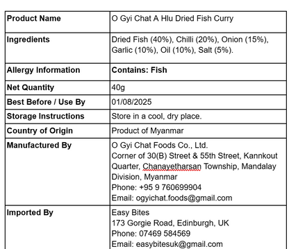 အိုးကြီးချက် အလှူငါးခြောက်ချက် 40g (O Gyi Chat A Hlu Dried Fish Curry)
