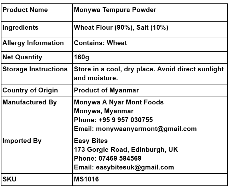 မုံရွာ အကြော်မှုန့် (Monywa Tempura Powder)